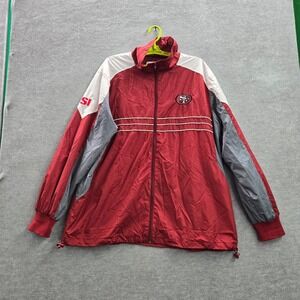 VINTAGE San Francisco 49ers Men Jacket XL Red Windbreaker Logo Embroidered Y2K